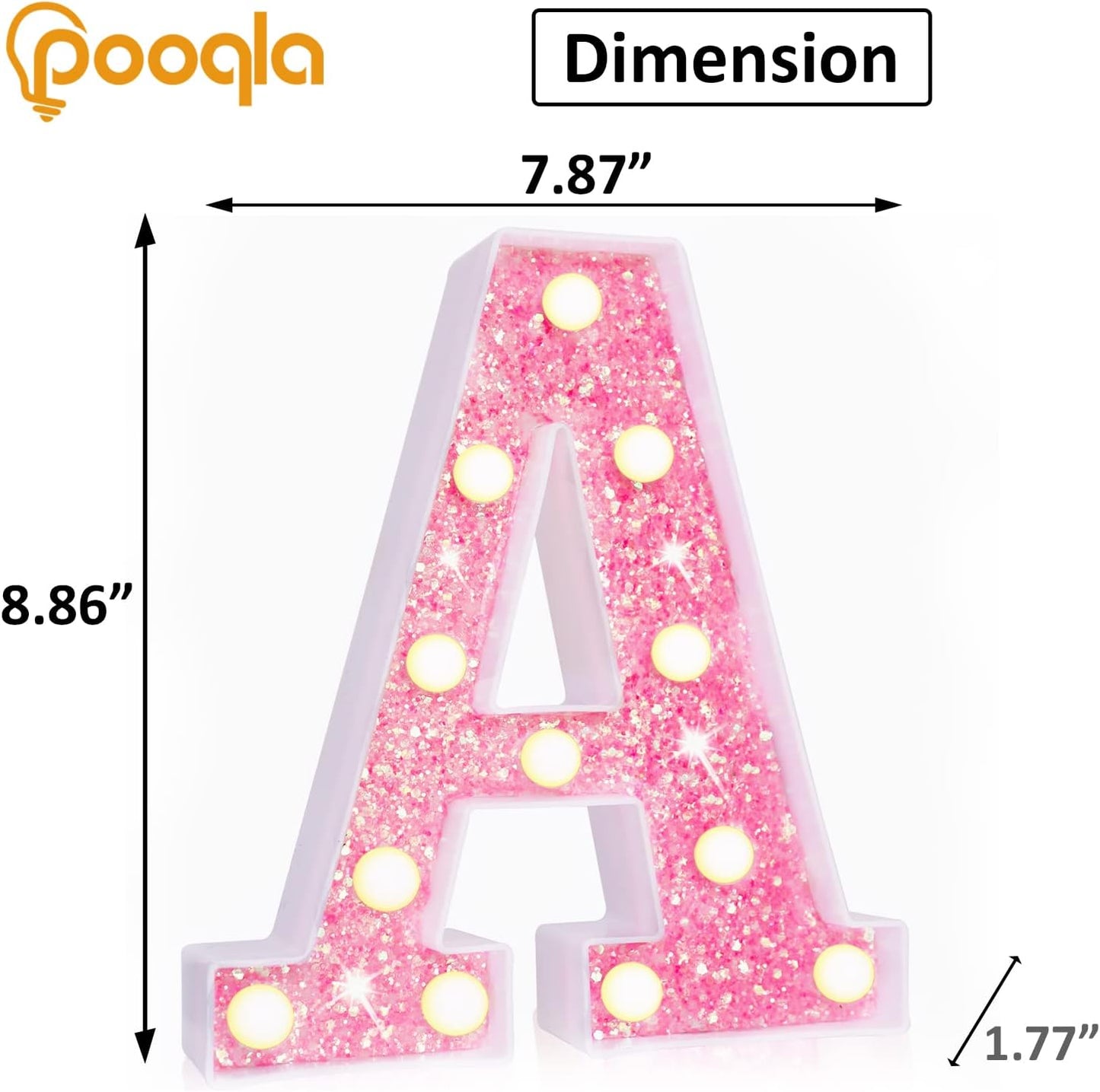 LED Marquee Letter Lights, Light up Pink Letters Glitter Alphabet Letter Sign Battery Powered for Night Light Birthday Party Wedding Girls Gifts Home Bar Christmas Decoration, Pink Letter A