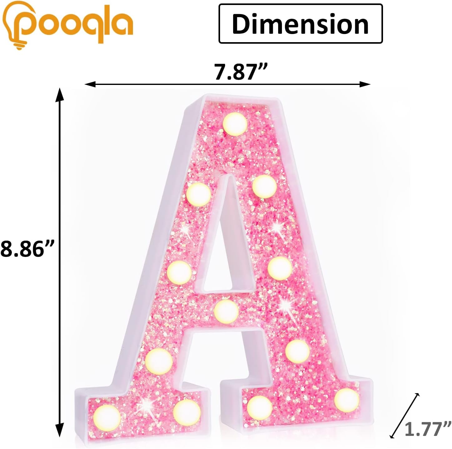 LED Marquee Letter Lights, Light up Pink Letters Glitter Alphabet Letter Sign Battery Powered for Night Light Birthday Party Wedding Girls Gifts Home Bar Christmas Decoration, Pink Letter A