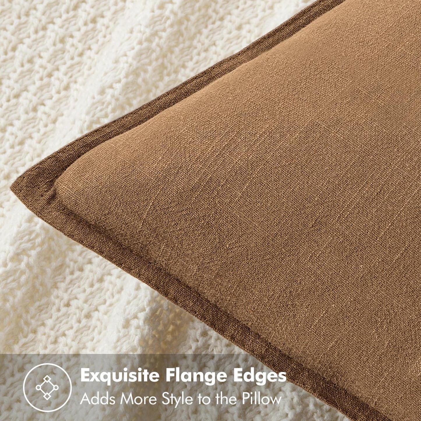 Decorative Linen Pillow Covers 18X18 Inch Brown ​Boho Farmhouse​ ​Neutral Couch Throw Pillows for Bed Pack of 2 Accent Modern Pillowcase Sofa Livingroom Home Decor