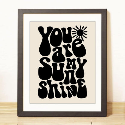 You Are My Sunshine Wall Art, Baby Shower Gift, Baby Room Decor, Sun Nursery Art, Cute Baby Wall Art, Newborn Baby Gift, Black and White, Unframed (11X14 INCH)