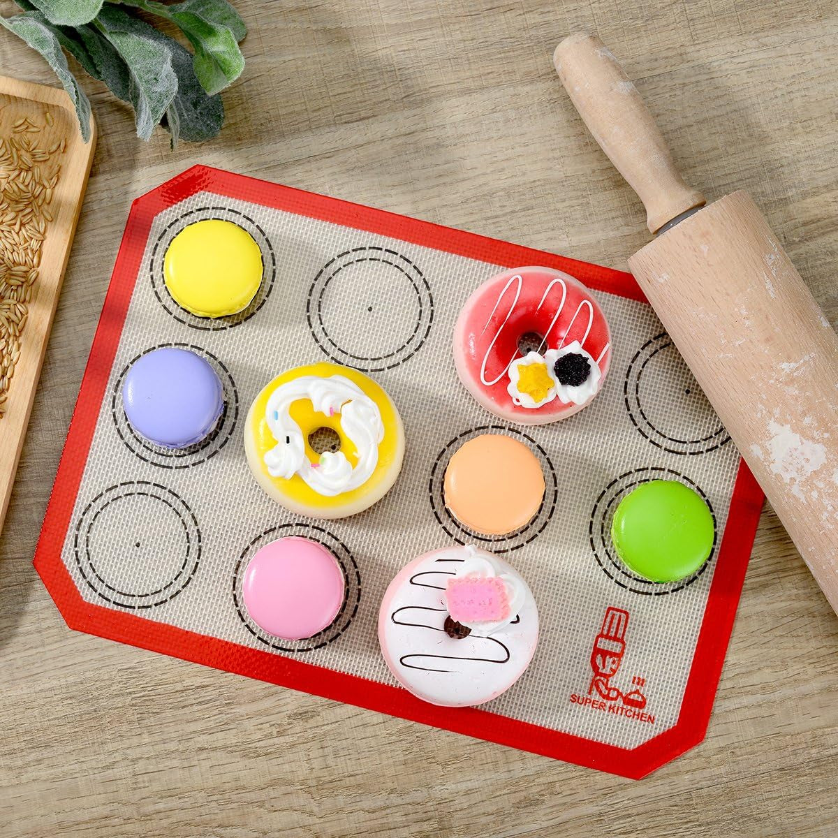 Non Stick Silicone Baking Mat Quarter Sheet Macaron - 8.2"X11.6",Set of 2 Toaster Oven Liners for Pizza/Cookie and Bread Making, Red,By  (Red)