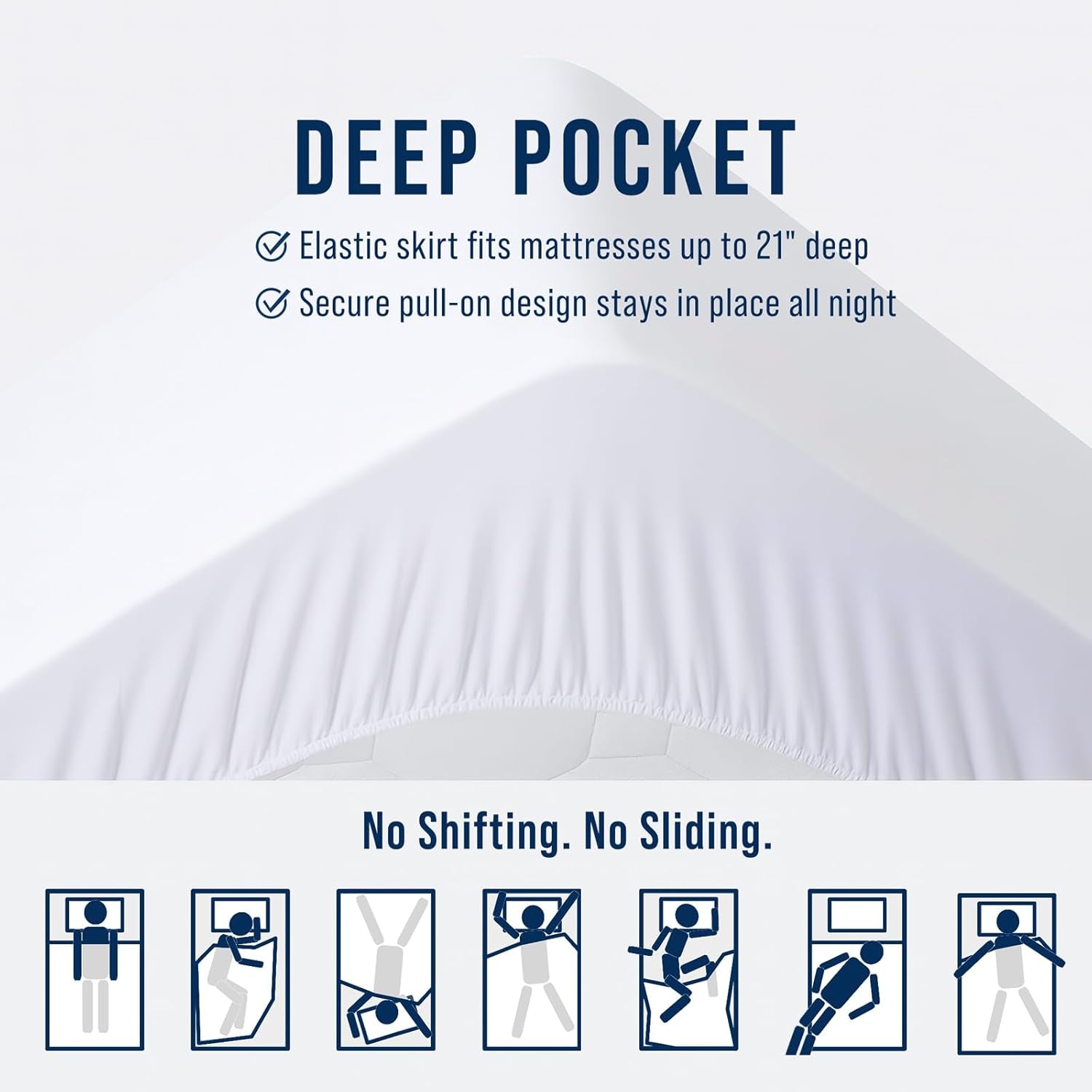 Queen Quilted Fitted Mattress Pad, Elastic Fitted Mattress Topper, Cooling Soft Mattress Cover Stretches up to 21 Inches Deep, Machine Washable Mattress Protector (60X80 Inch, White)