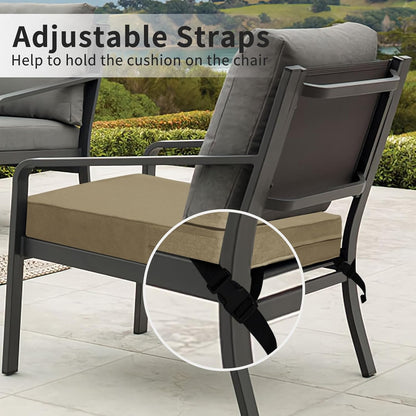 Patio Cushion Covers 20X18X4 Inch 2 Pack, Linen Look Outdoor Water Resistant Chair Seat Cushion Slipcover with Zipper for Outdoor Furniture, Covers Only! Khaki