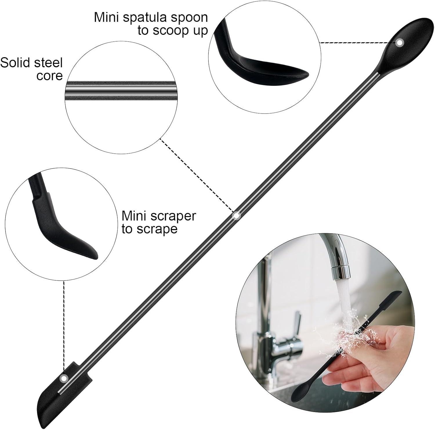 Makeup Spatula Mini Silicone Spatula Set 2Pcs, Dual-Head Small Scraper for Cosmetic Skincare Beauty Face Foundation Lip Lotion Makeup Tools, Tiny Spoon for Narrow Jar Bottle Peanut Butter Kitchen Food