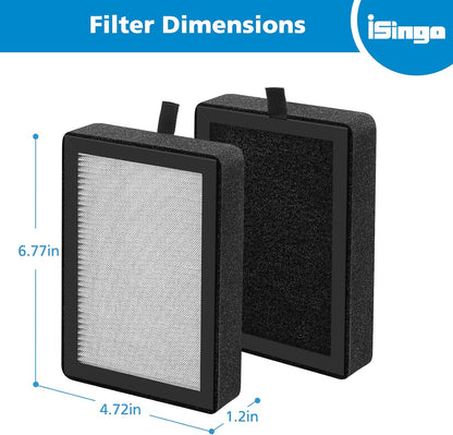 4-Pack Replacement Filters for LEVOIT LV-H128, PUURVSAS HM669A, and ROVACS RV60 Air Purifiers - 3-in-1 HEPA and Activated Carbon Filters, Compatible with Part #LV-H128-RF