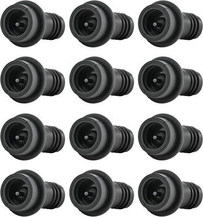 Wine Stoppers Vacuum, Silicone Wine Saver & Preserver, Reusable Bottle Sealer, Keep Fresh (Black, 12 Pieces)