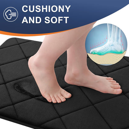 Memory Foam Toilet Rugs U-Shaped 24X20, Ultra Soft and Absorbent Bathroom Rugs, Machine Washable Quick Dry, Comfortable Bathroom Contour Bath Mats for Toilet Base, Black