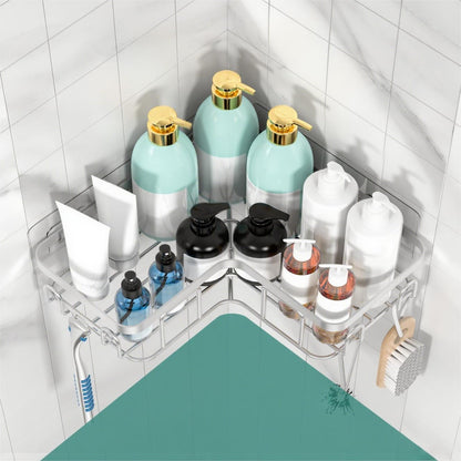 Corner Shower Caddy Shelf Organizer Rack, Self Adhesive Black Bathroom Shelves Basket, Home Farmhouse Wall inside Organization and Storage Decor Rv Accessories, Apartment Essentials