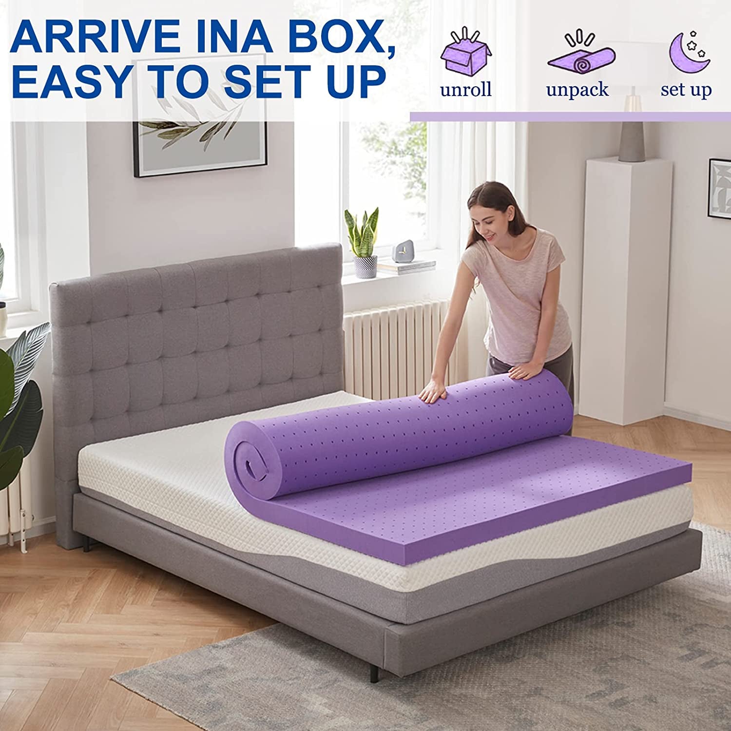 Mattress Topper Twin XL, 2 Inch Gel Memory Foam Mattress Topper College Dorm Ventilated Soft Mattress Pad, Bed Topper, Certipur-Us Certified