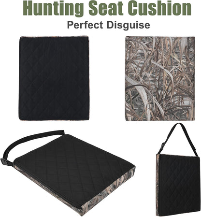 1PCS Portable Hunting Seat Cushion, 16.5 X 14.1 X2.3In Thickening Lightweight Outdoor Cushion, Waterproof Sponge Dirty Proof Pad for Hunting, Camping, Stadium, Outdoor Sports(Reed Camouflage)