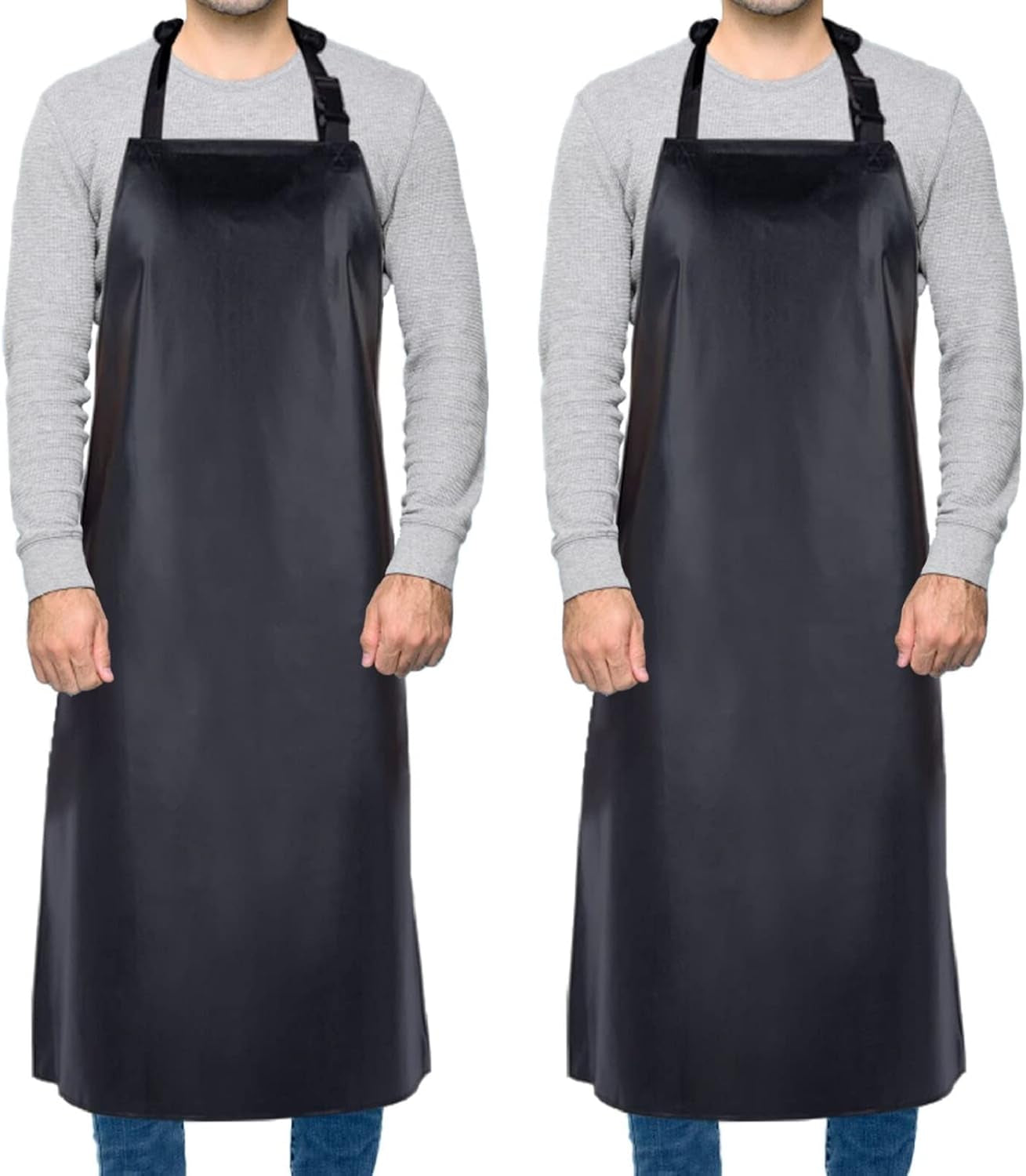 Waterproof Rubber Vinyl Apron for Unisex Adult, Adjustable, Lightweight, Chemical Resistant Extra Long Work Apron