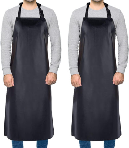 Waterproof Rubber Vinyl Apron for Unisex Adult, Adjustable, Lightweight, Chemical Resistant Extra Long Work Apron