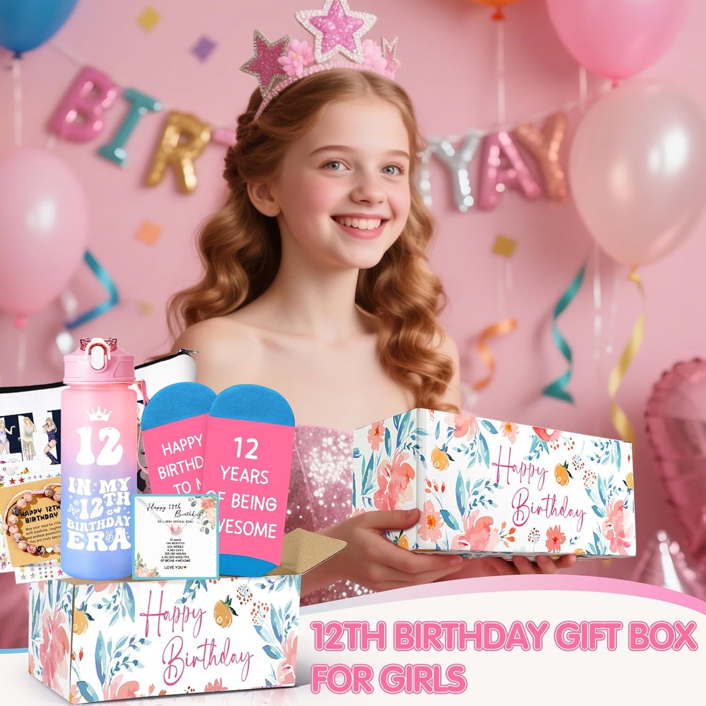 12Th Birthday Gifts for Girls, Birthday Gifts for 12 Year Olds Girls Daughter, Cute Presents for 12 Year Old Girl, Niece, Granddaughter, Sister, Friend, Teens, 12Th Girl Bday Decorations