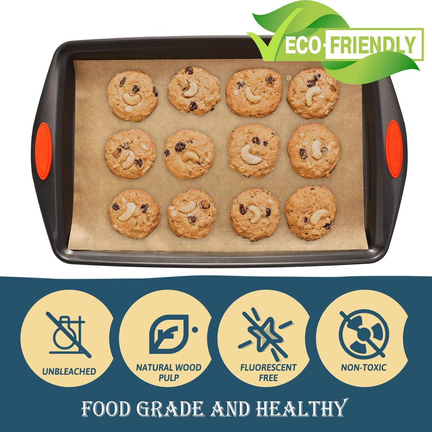 200 PCS Parchment Paper Baking Sheets 9X13 IN, Precut Non-Stick Parchment Paper for Baking, Cooking, Grilling, Frying and Steaming - Unbleached, Fit for Quarter Sheet Pans