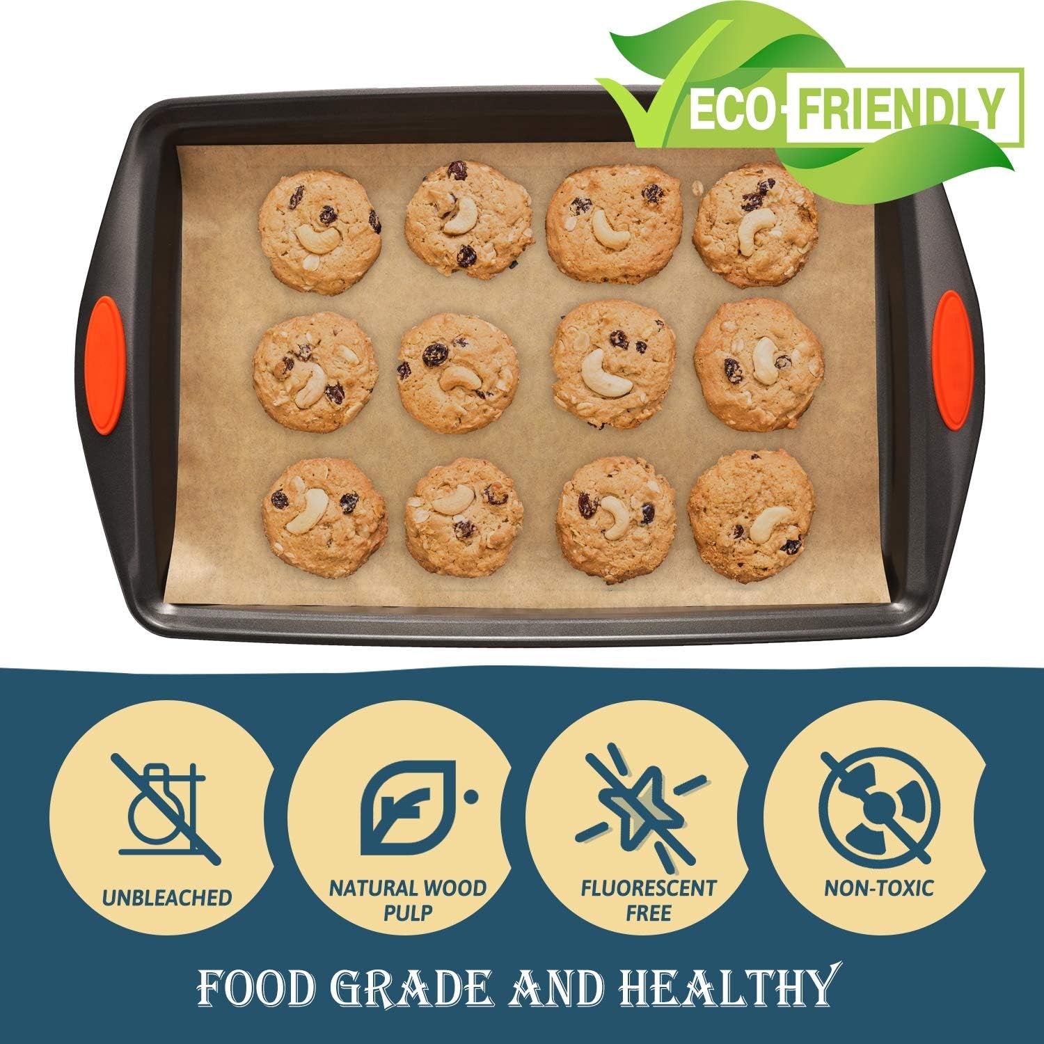 200 PCS Parchment Paper Baking Sheets 9X13 IN, Precut Non-Stick Parchment Paper for Baking, Cooking, Grilling, Frying and Steaming - Unbleached, Fit for Quarter Sheet Pans