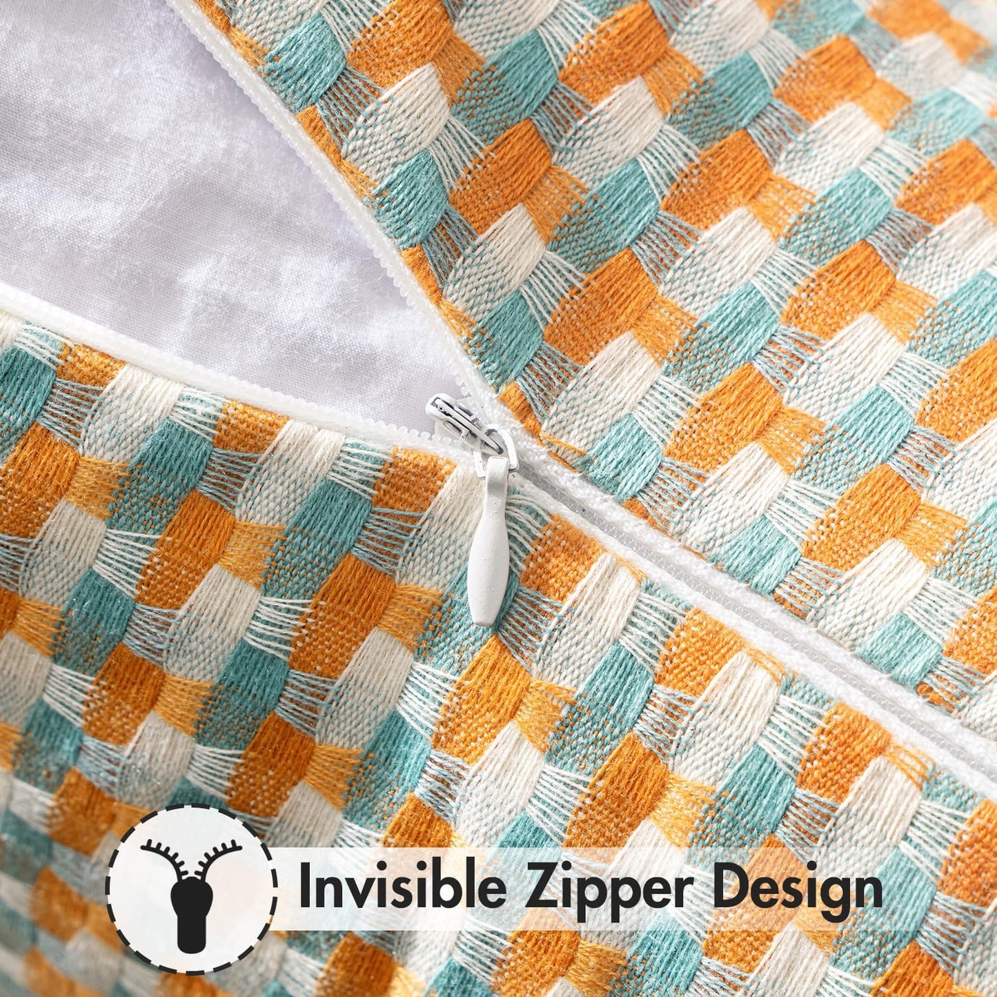 Pack of 2 Outdoor Throw Pillow Covers Decorative Farmhouse Square Waterproof Pillows for Tent Patio Garden Balcony Sofa, 12X20 Inch Orange Green