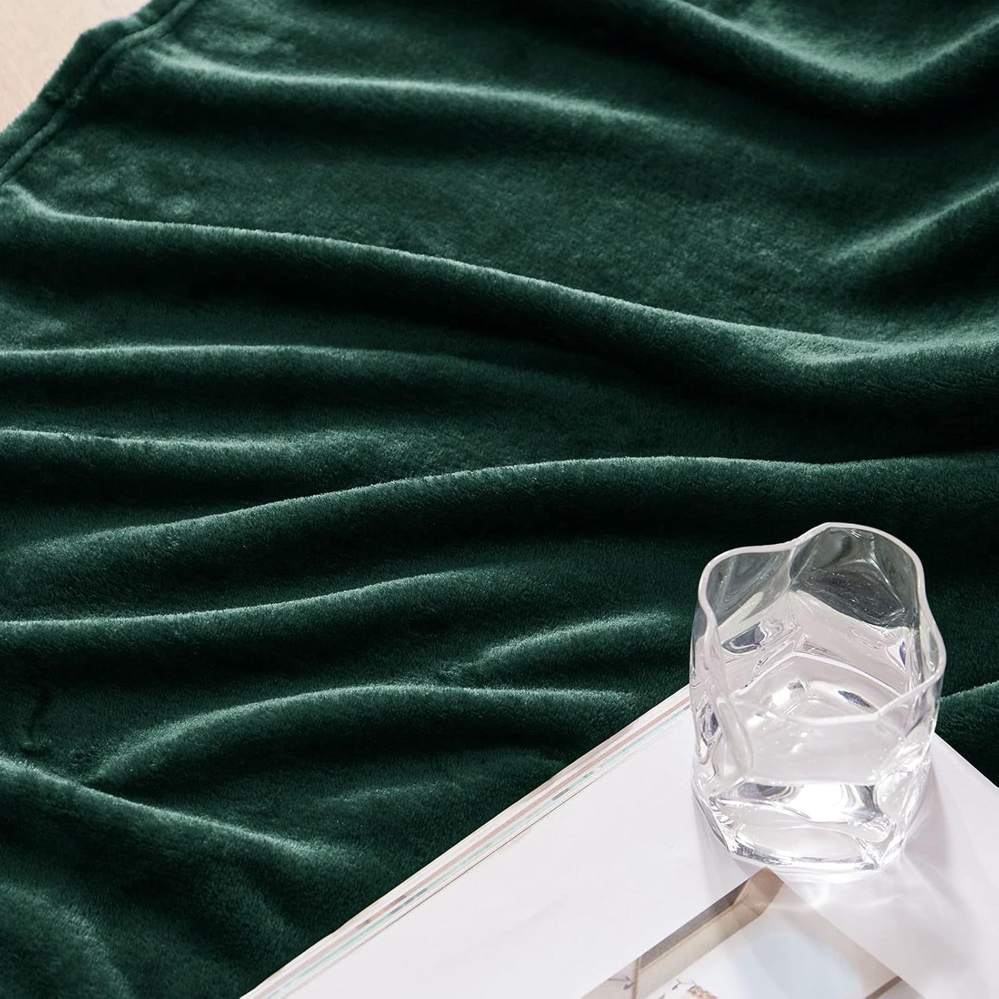 Extra Large Forest Green Fleece Throw Blanket - 300GSM Super Soft and Warm, Cozy and Lightweight for All Season Use, 50x70 Inches