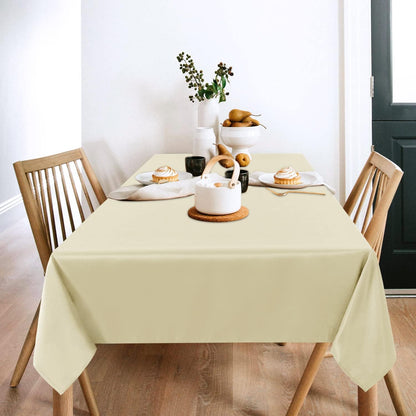 2 Pack Beige Tablecloth 60 X 102 Inch, Rectangle 6 Feet Table Cloth - Stain and Wrinkle Resistant Washable Polyester Table Cover for Dining Tables, Buffet Parties and Camping