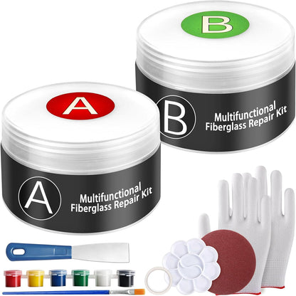 Fiberglass Boat Repair Kit - Gel Coat Repair Kit for Boats Fiberglass Repair Set Fix Holes Chips Pit Cracks for Outdoor Gear Repair Equipment