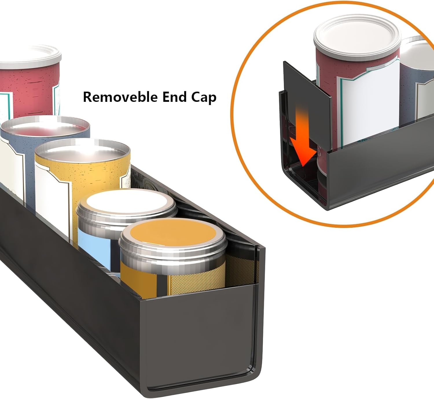 Adhesive Acrylic Spice Rack with Nano Double Sided Tape Wall Mount Organizer, Black Wall Spice Rack with Shelf Ends for Kitchen Cabinet Door - 2 Pack 12‘’ Shelves