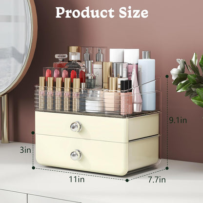 Makeup Organizer Skincare Organizers with Extra Large Drawer - Bathroom Organizers and Storage Cosmetic Display Case for Bathroom Countertop, Bedroom Vanity Desk, Lipstick Organizer, Cream