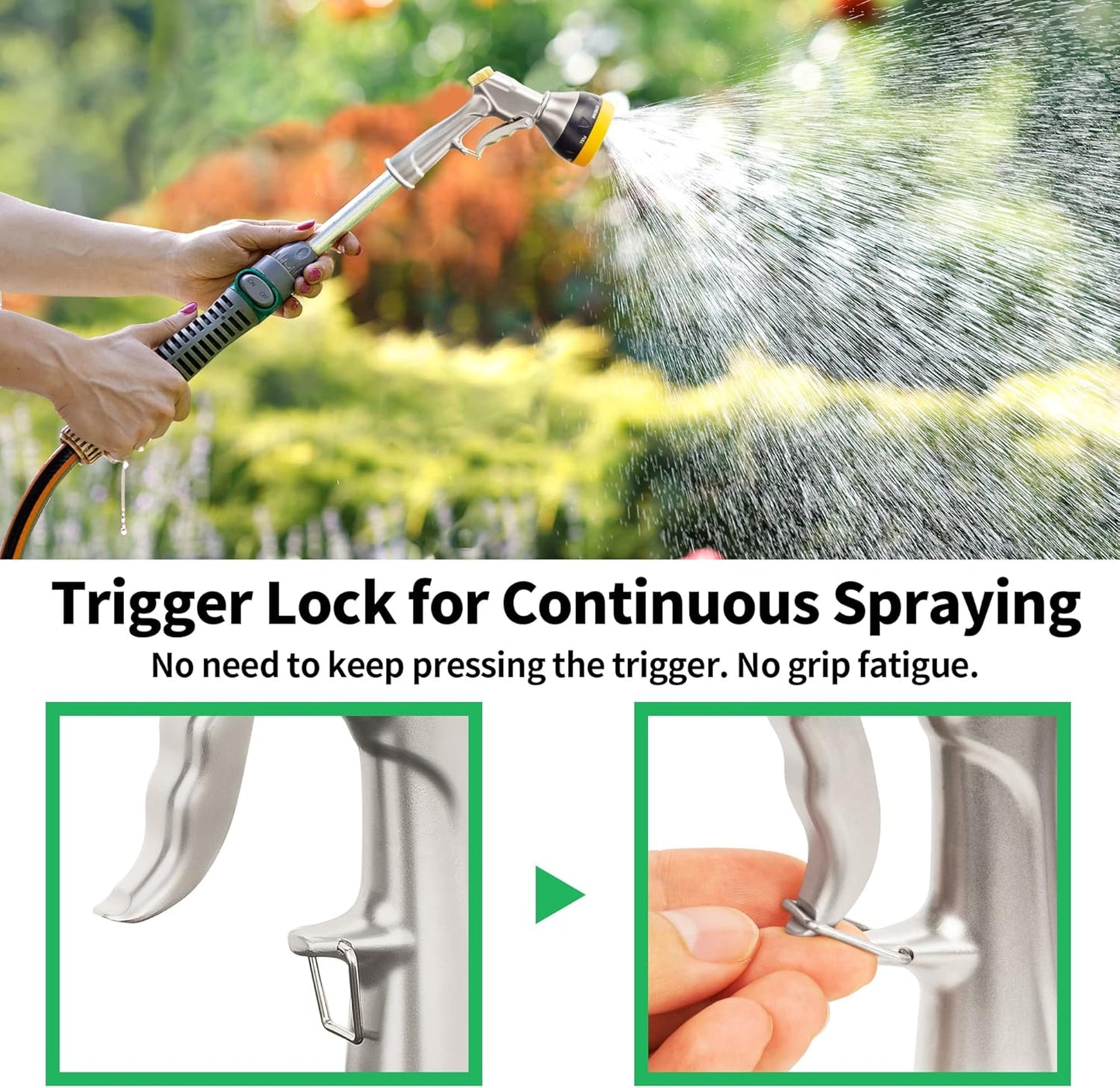 7-Pattern Garden Hose Nozzle & 100% Metal Hose Nozzle Sprayer with 7 Watering Modes