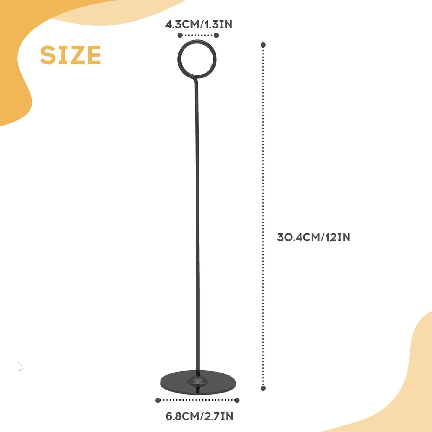 24PK Table Number Holders Place Card Holders 12 Inch Table Card Holders Steel Card Holders for Photos, Food Signs, Memo Notes, Weddings, Restaurants, Birthdays (Black 24PK)