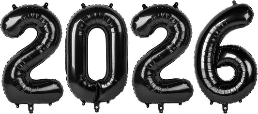 Black 2026 Number Balloon, Black Number Balloons 40 Inch, 2026 Balloon Birthday Decorations, 2026 Birthday Party Supplies