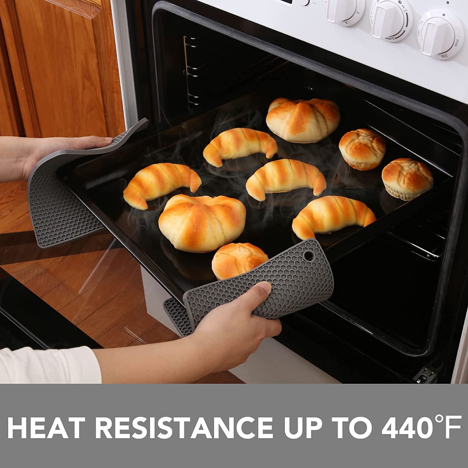 Trivets for Hot Dishes - Hot Pads for Kitchen, Silicone Pot Holders for Hot Pots and Pans, Silicone Mats for Kitchen Countertops, Table, Flexible Easy to Wash and Dry, Grey