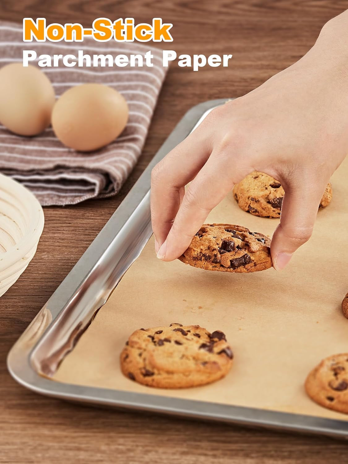 50 Pcs Parchment Paper Baking Sheets, 12X16 Inches Non-Stick Precut Baking Parchment, for Baking Grilling Air Fryer Steaming Bread Cup Cake Cookie and More (Unbleached)