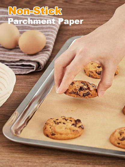 50 Pcs Parchment Paper Baking Sheets, 12X16 Inches Non-Stick Precut Baking Parchment, for Baking Grilling Air Fryer Steaming Bread Cup Cake Cookie and More (Unbleached)