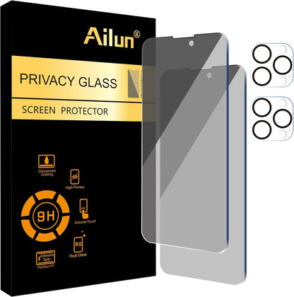 Iphone 14 Pro Max[6.7 Inch] 2Pack Privacy Screen Protector + 2 Pack Camera Lens Protector and Iphone 14 Pro Max[6.7 Inch] [1 X Phone Case+1 X Glass Screen Protector] Shock Absorption