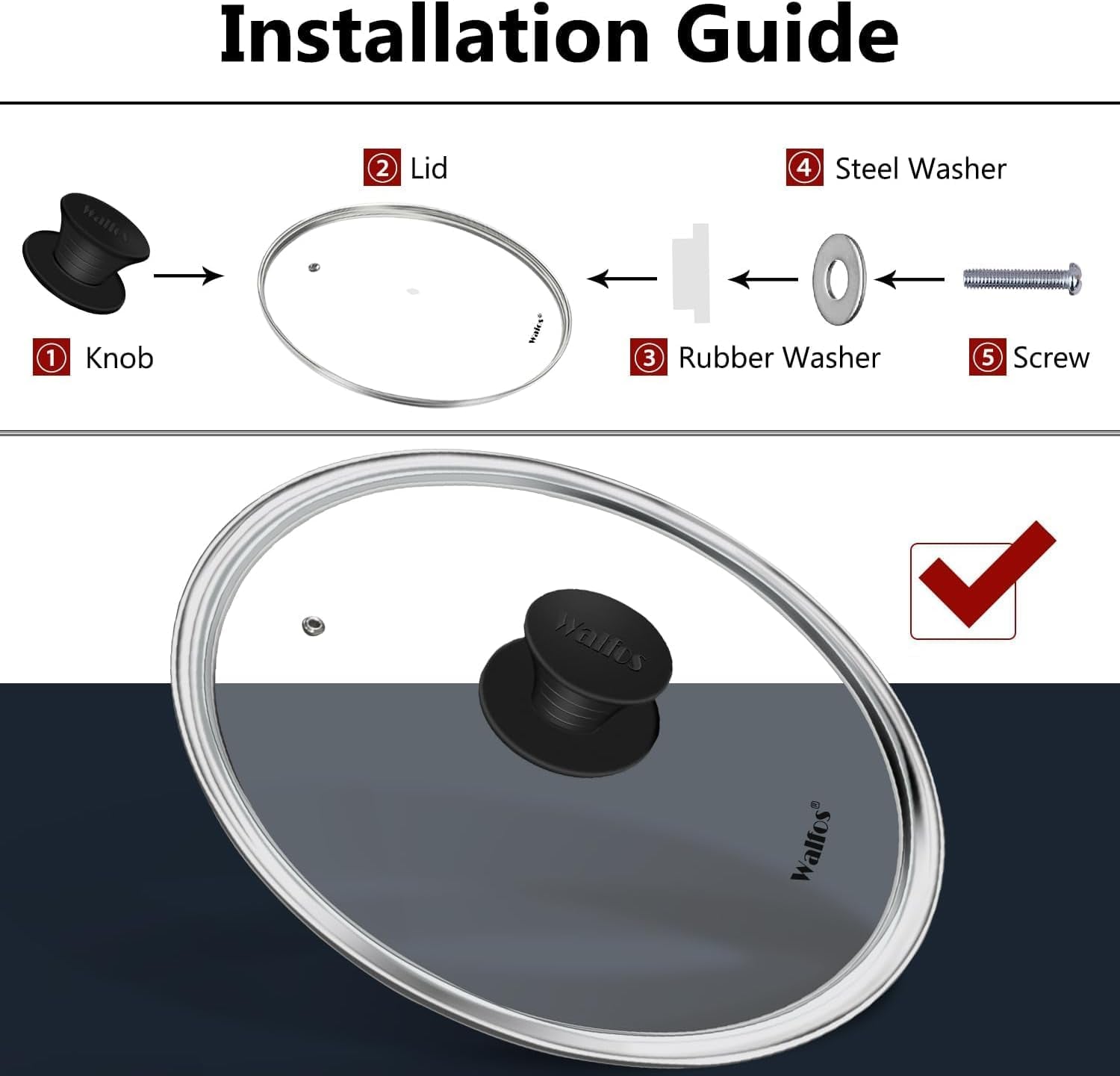 Universal Pot Lid Knob, Non-Slip Pot Lid Replacement Knobs with 3 Raised Coils, Heat Resistant Silicone Pan Lids Handle for Kitchen Cookware Lids, BPA Free and Dishwasher Safe