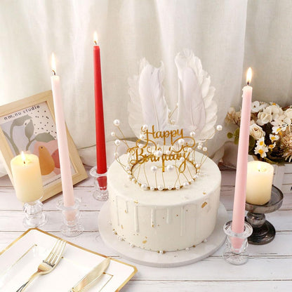 Glass Taper Candle Holder Set of 24 - Clear Crystal Candlestick Holders for Tapered Candles, Elegant Candle Stick Holder Set for Wedding Party Christmas Thanksgiving Festival (24, Transparent)
