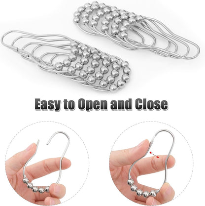 Luxury Black and Grey Ombre Shower Curtain Sets with 12 Hooks, Waterproof and Washable Decorative Shower Curtains for Bathroom, 72X72 Inches