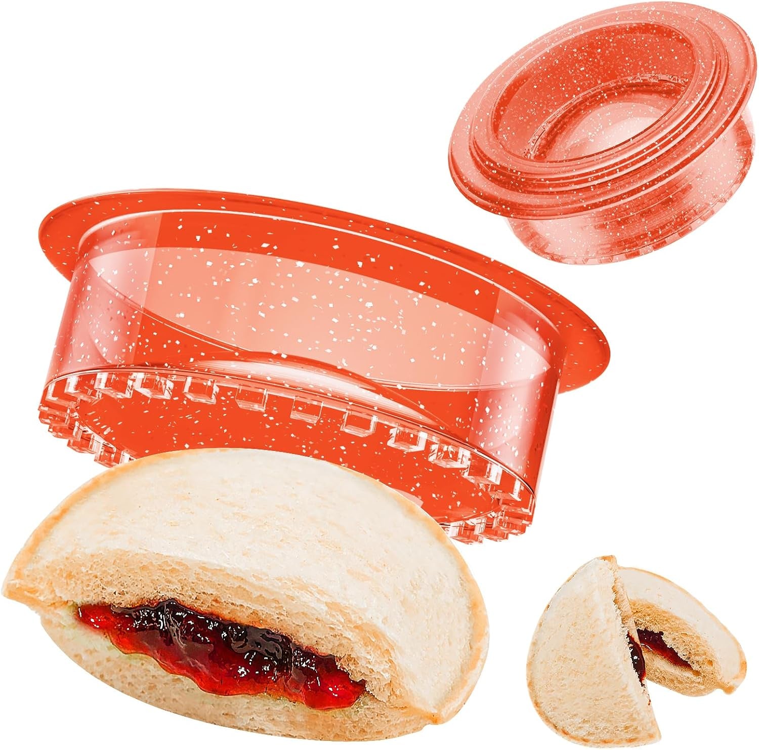 Glitter Sandwich Cutter and Sealer - 5 PCS Decruster Sandwich Maker - Peanut Butter and Jelly Crustless Sandwich Cookie Cutter for Kids Children, Glitter Design