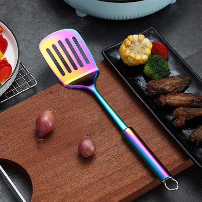Professional Rainbow Slotted Turner - Stainless Steel BBQ Spatula