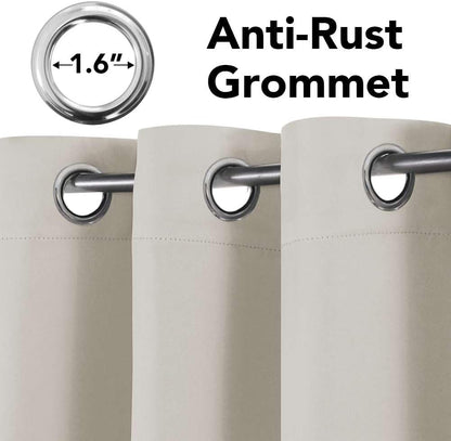 Blackout Curtains for Bedroom Thermal Insulated Room Darkening Living Room Curtains 63 Inch Long Grommet Privacy Protection Window Curtain Panels/Drapes for Nursery,2 Panels,Ivory/Cream