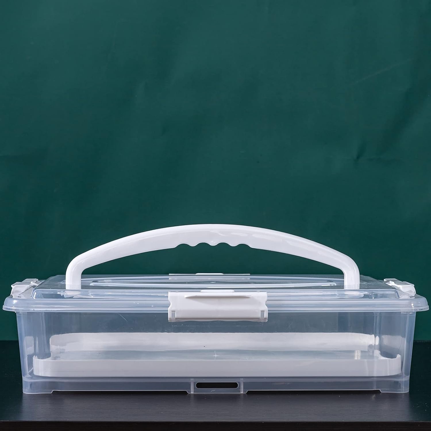 Plastic Cake and Cupcake Carrier Holder, Large Portable Storage Container for Storing 12 Cupcakes or 1 Large Cake, White