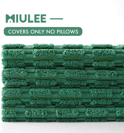 Pack of 4 Forest Green Corduroy Decorative Throw Pillow Covers 18X18 Inch Soft Boho Striped Pillow Covers Modern Farmhouse Home Decor for Sofa Living Room Couch Bed