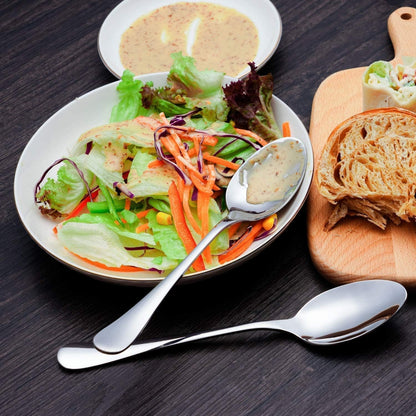 Dinner Forks and Dinner Spoons Bundle,16 Pcs 8" Food Grade Stainless Steel Silverware Forks & 16 Pcs 7.3" Stainless Steel Spoons,Mirror Finish & Dishwasher Safe,Use for Home,Kitchen or Restaurant