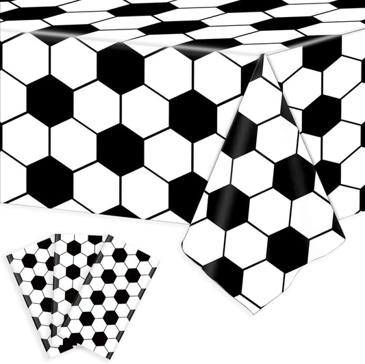 3 Packs Soccer Party Tablecloths 54 X 108 Inches Soccer Sports Ball Table Cover Disposable Waterproof Plastic Soccer Themed Birthday Table Cloth Rectangular Football Tablecloth for Boys Sports