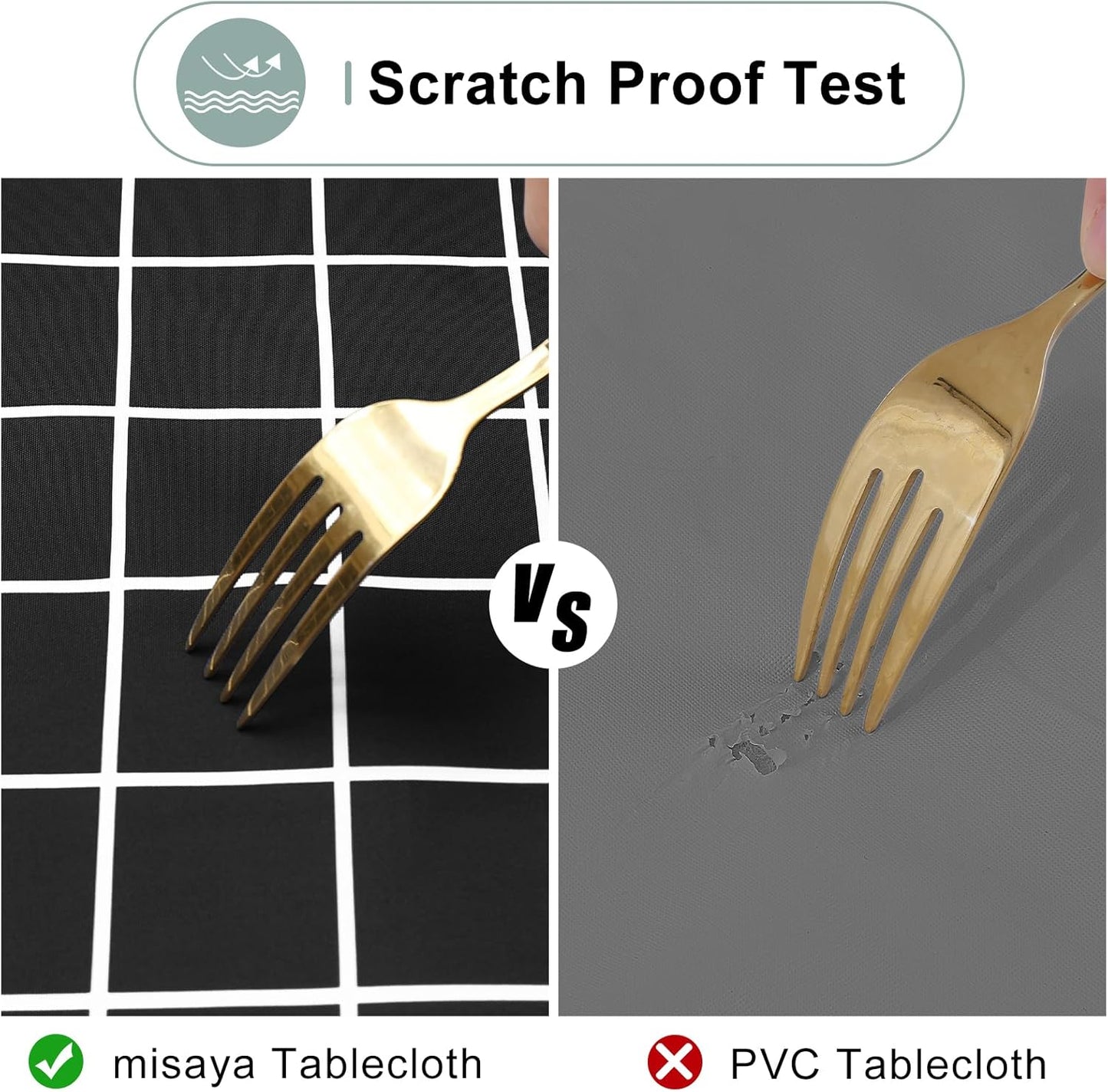 6 Pack Rectangle Waterproof Fabric Table Cloth, Plaid Stain Resistant Polyester Tablecloth, Washable Cloth Table Cover for Dining Room, Outdoor, Picnic (52" X 70", Black)