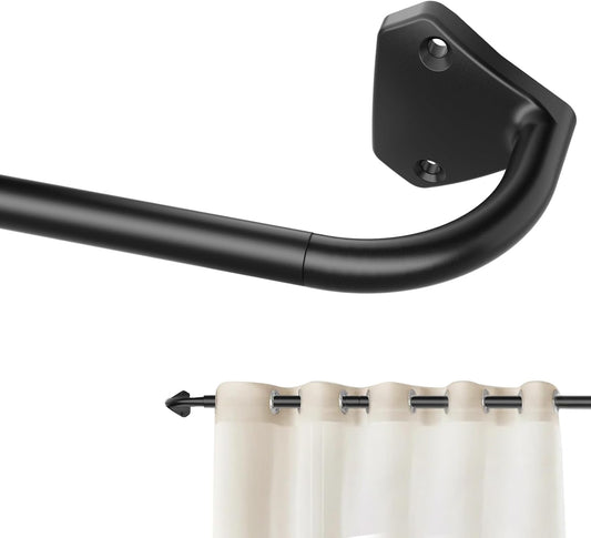 Black Wrap around Curtain Rods for Windows 28 to 48 Inch, 5/8 Inch Industrial Telescoping Blackout Curtain Rods for Bedroom & Outdoor