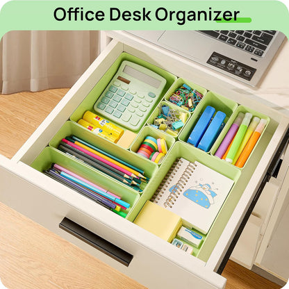 25 PCS Plastic Drawer Organizers Set, 4-Size Versatile Bathroom and Vanity Drawer Organizer Trays, Storage Bins for Makeup, Bedroom, Kitchen Gadgets Utensils and Office