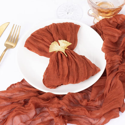 12 Pack Terracotta Cheesecloth Napkins Burnt Orange Fall Cloth Napkins Set of 12 Rust Thanksgiving Table Napkins Bulk 21X21 Inches for Wedding Bridal Baby Shower Dinner Party Decor