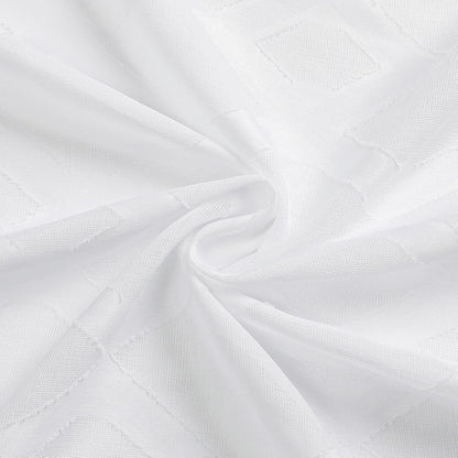 Sheer White Curtains 84 Inches Long 2 Panels Set for Bedroom, Light Filtering Geometric Jacquard Clip Textured Window Curtain, Modern Farmhouse Curtains for Living Room, Total Wide 84" Inch