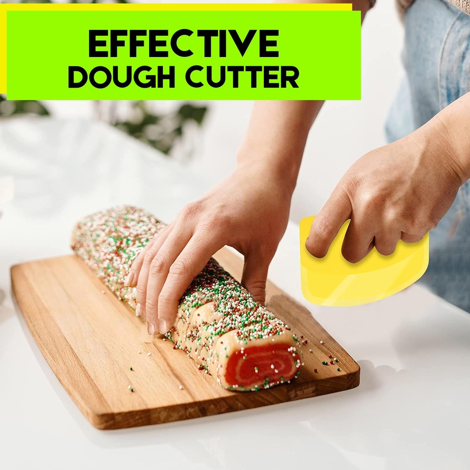 Hard Bench Scraper Dough Scraper -  5.31X3.64'' BPA Free PP Plastic Pastry Bread Baking Making Tools, Cake Bowl Pastry Baking Supplies Cake Dough Fondant Icing Smoother, Green+Pink+White