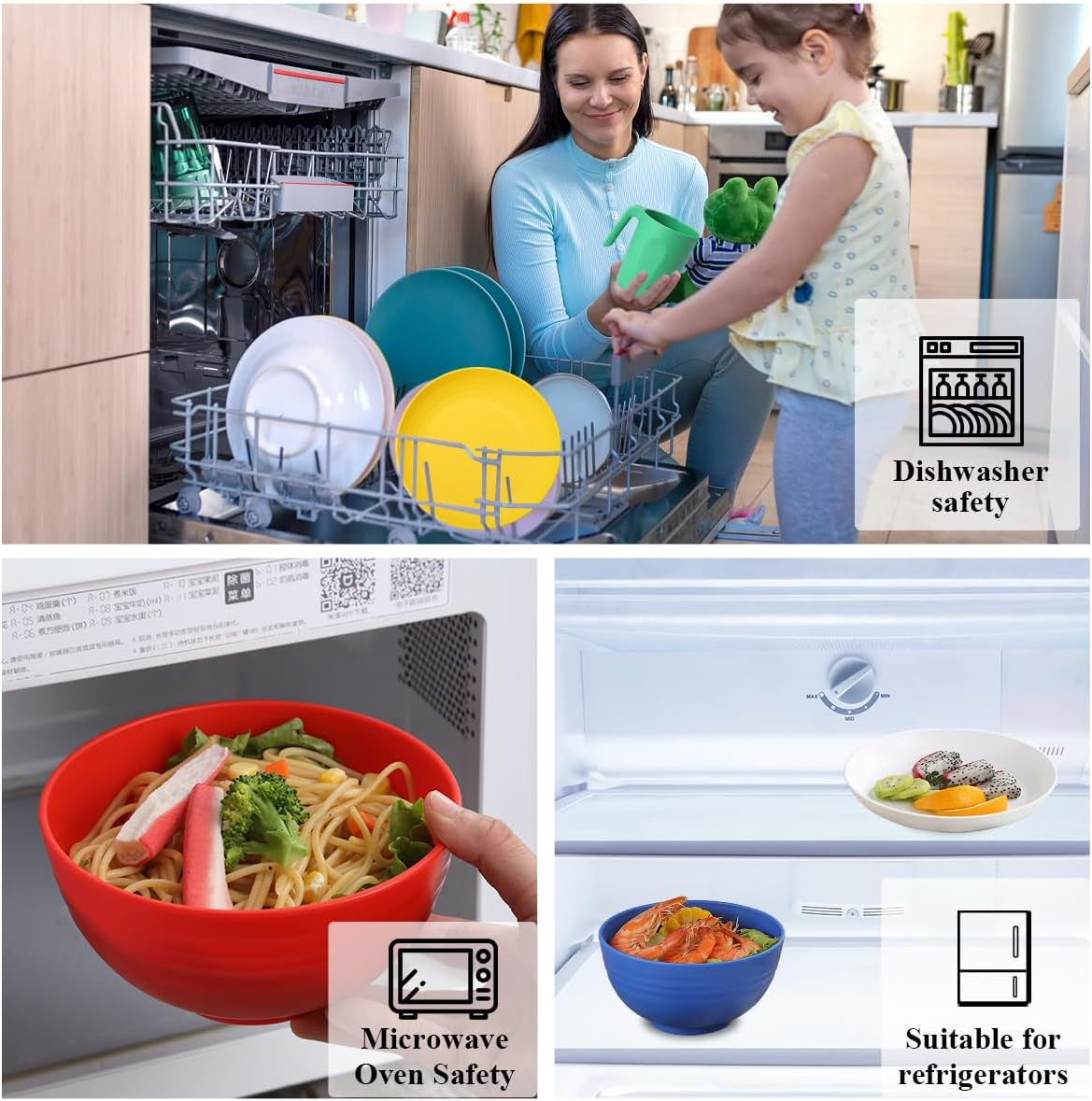 24-Piece Reusable Plastic Dinnerware Set for 6 – Includes Dinner Plates, Dessert Plates, Cereal Bowls, and Cups for Home, Garden, Picnic, and Camping