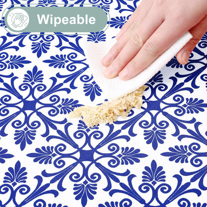 2 Pack 6 Foot Rectangle Picnic Tablecloth, Elastic Fitted Waterproof Table Cover, Windproof Washable Polyester Table Cloth for Camping, Indoor and Outdoor (Blue, 30" X 72")